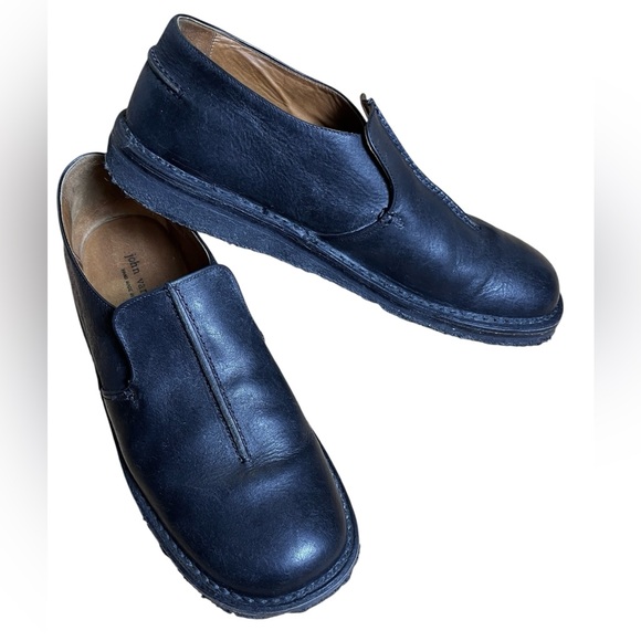 John Varvatos Black Leather Slip-On Shoes – Made in Italy – Crepe Sole - Size 10 - Picture 2 of 13